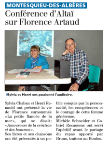 Conférence Altaïr sur Florence Artaud