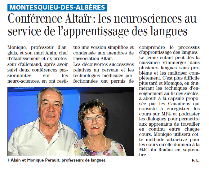 Conférence de Michèle et Alain PERAULT