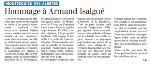 Hommage à Armand ISALGUE