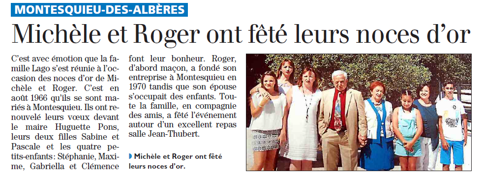 Noces d'Or pour Michèle et Roger