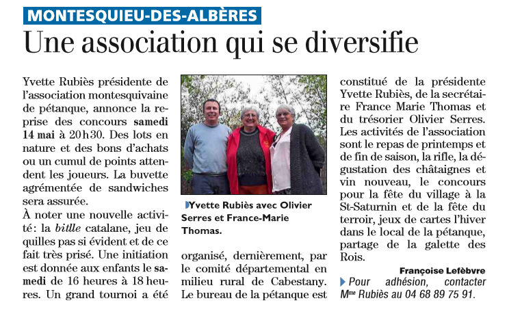 Une association qui se diversifie