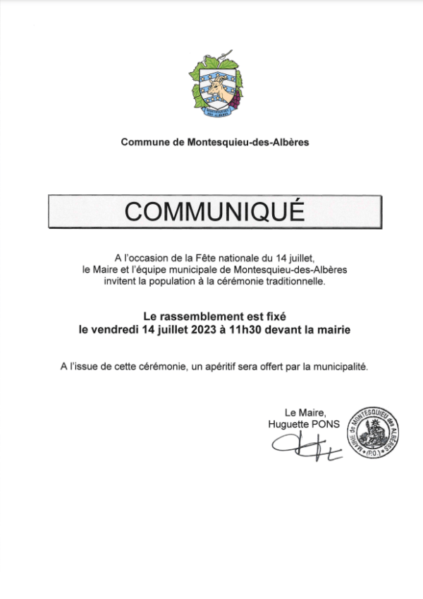Cérémonie du 14 juillet, défilé à 11h30 devant la mairie - Montesquieu ...